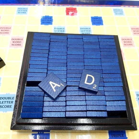 Milton Bradley Scrabble Crossword Game Collector's Edition Blue & Gold Metal Tin - Picture 4 of 16